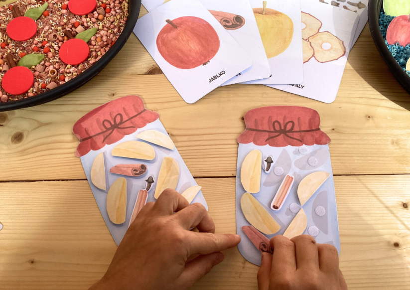 BAREVNÁ JABLÍČKA - senzorické hraní - PDF: POLOTOVAR 