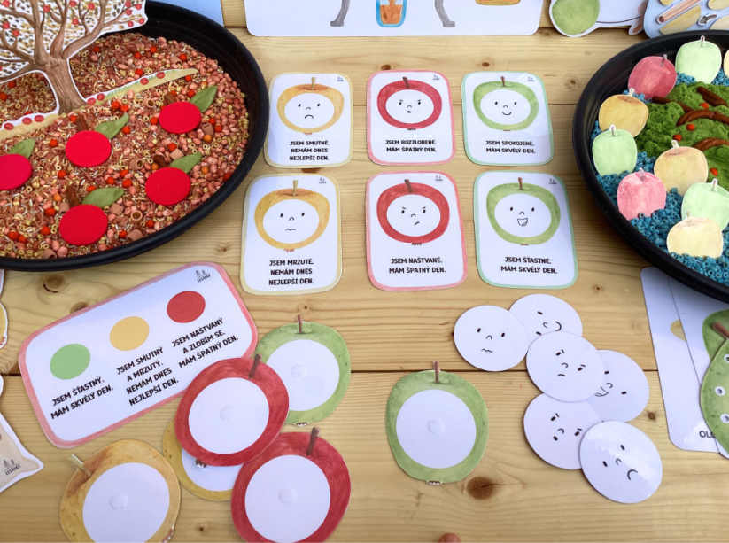 BAREVNÁ JABLÍČKA - senzorické hraní - PDF: POLOTOVAR 