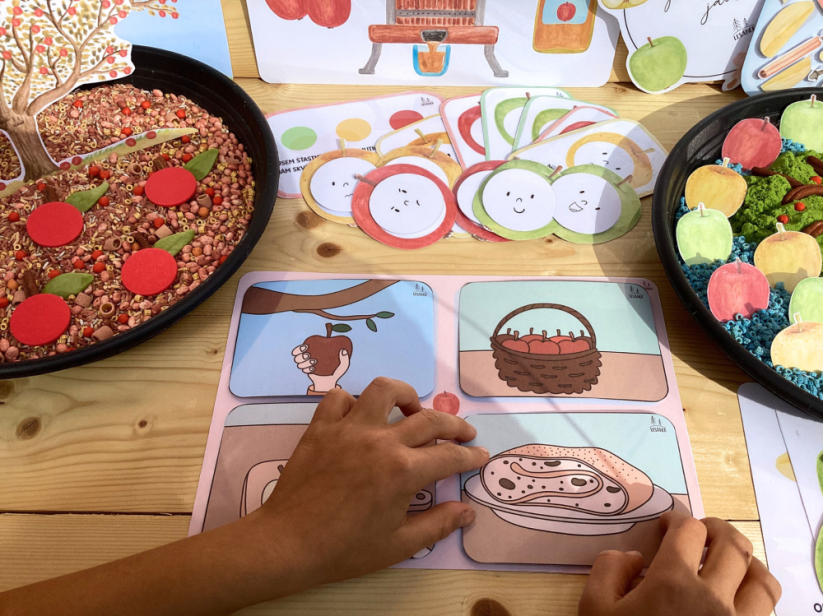 BAREVNÁ JABLÍČKA - senzorické hraní - PDF: POLOTOVAR 