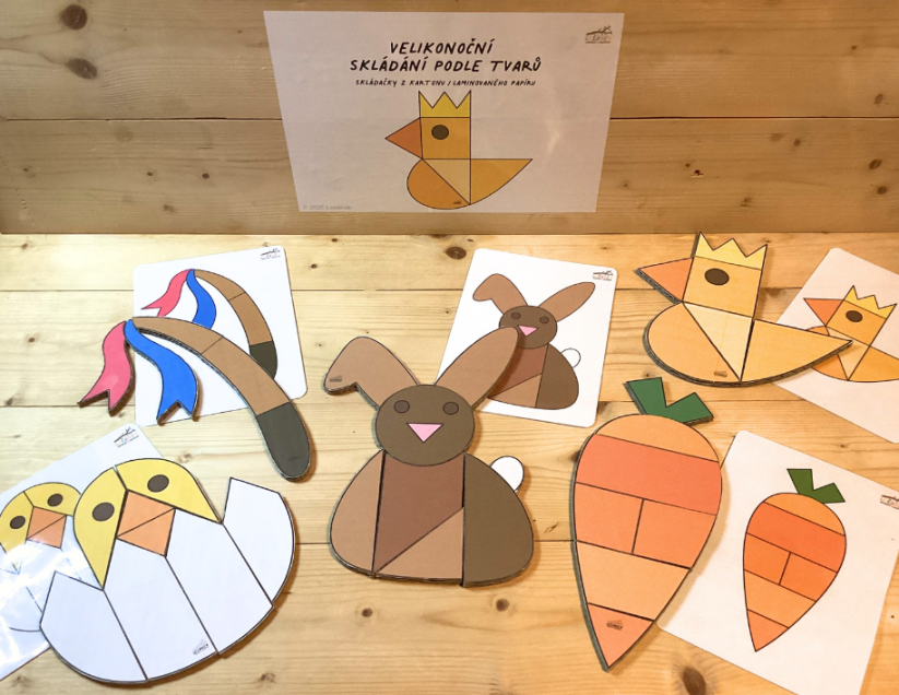 VELIKONOČNÍ SKLÁDAČKA PODLE TVARŮ - PDF: POLOTOVAR 
