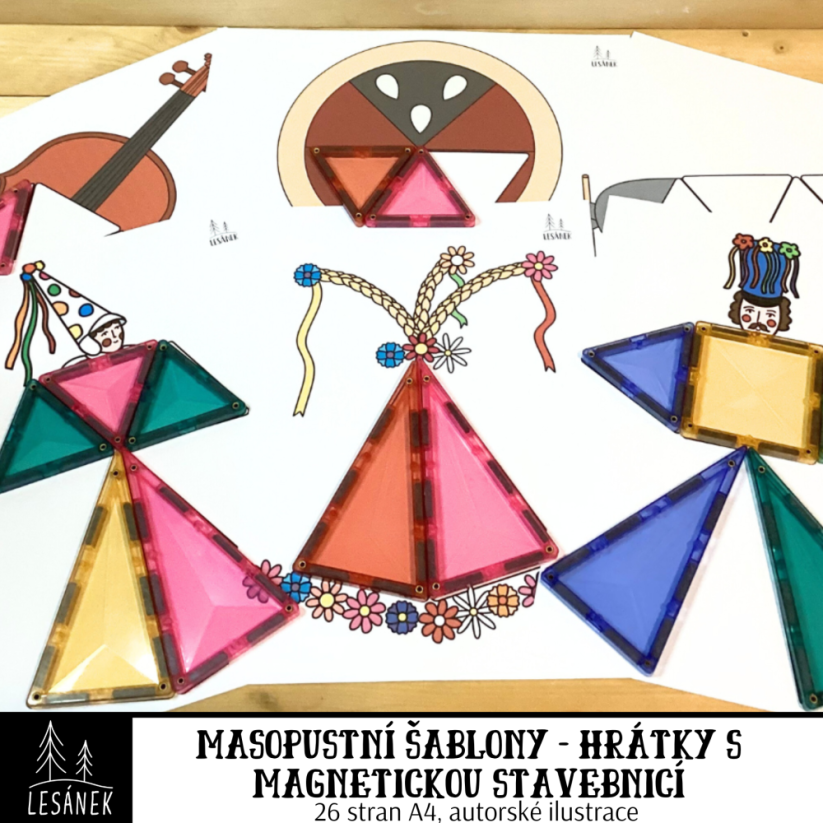MASOPUSTNÍ ŠABLONY - HRÁTKY S MAGNETICKOU STAVEBNICÍ