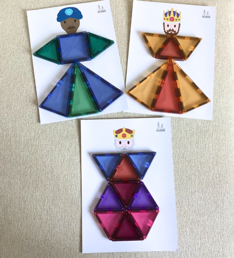 TŘÍKRÁLOVÉ ŠABLONY - HRÁTKY S MAGNETICKOU STAVEBNICÍ - PDF: POLOTOVAR 