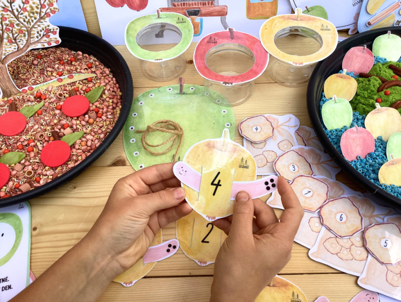 BAREVNÁ JABLÍČKA - senzorické hraní - PDF: POLOTOVAR 