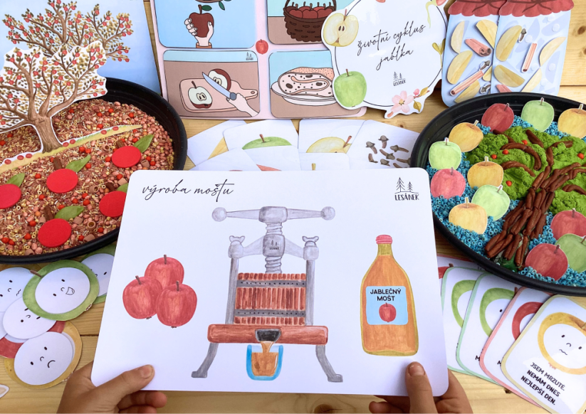 BAREVNÁ JABLÍČKA - senzorické hraní - PDF: POLOTOVAR 