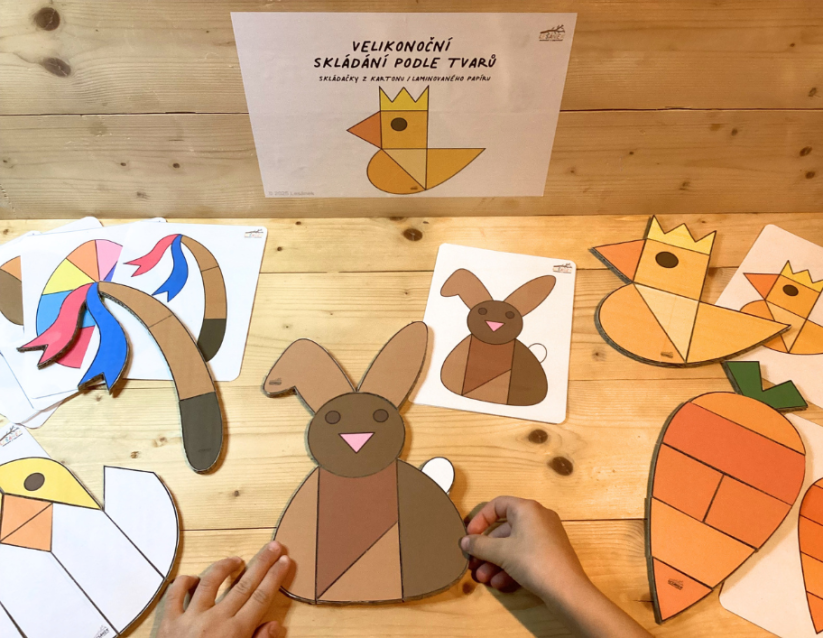 VELIKONOČNÍ SKLÁDAČKA PODLE TVARŮ - PDF: POLOTOVAR 