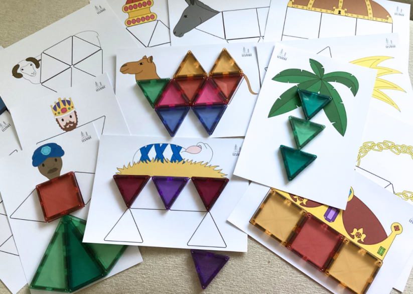 TŘÍKRÁLOVÉ ŠABLONY - HRÁTKY S MAGNETICKOU STAVEBNICÍ - PDF: POLOTOVAR 