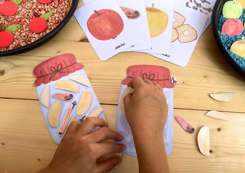 BAREVNÁ JABLÍČKA - senzorické hraní - PDF: POLOTOVAR 