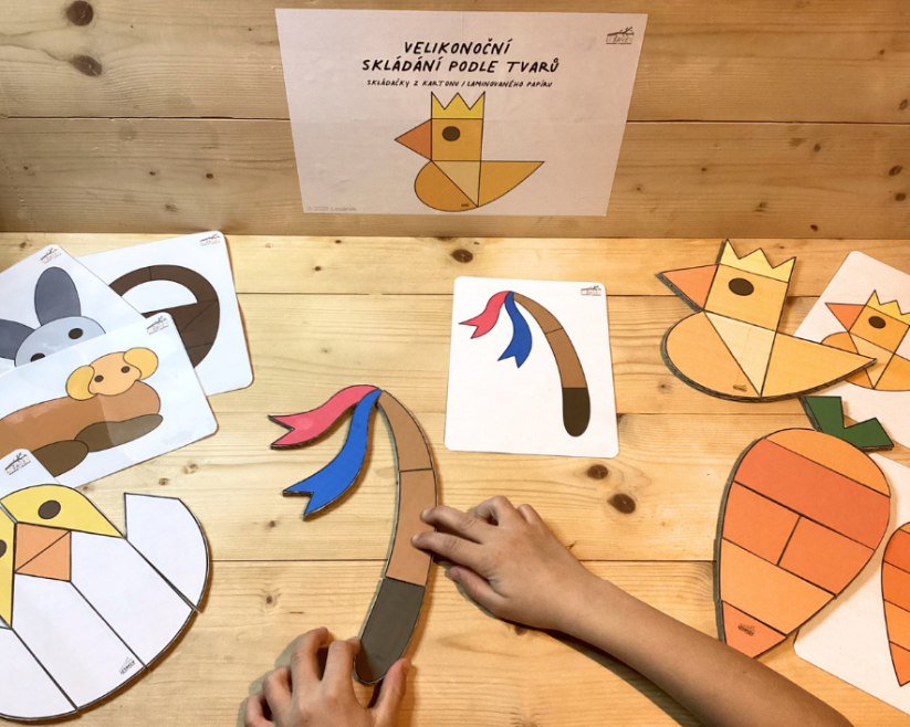 VELIKONOČNÍ SKLÁDAČKA PODLE TVARŮ - PDF: POLOTOVAR 