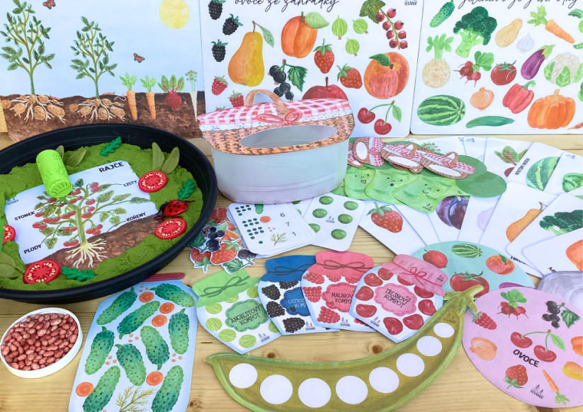 OVOCE A ZELENINA NA ZAHRÁDCE - senzorické hraní