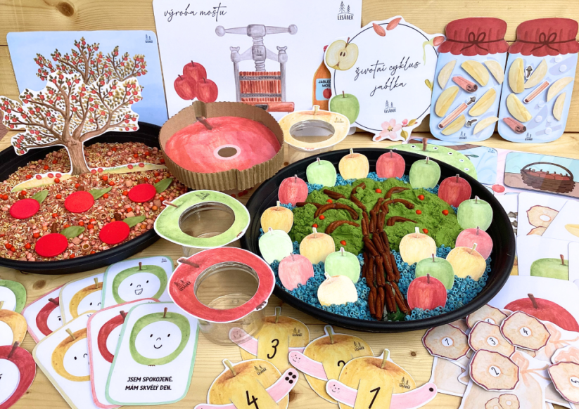 BAREVNÁ JABLÍČKA - senzorické hraní - PDF: POLOTOVAR 