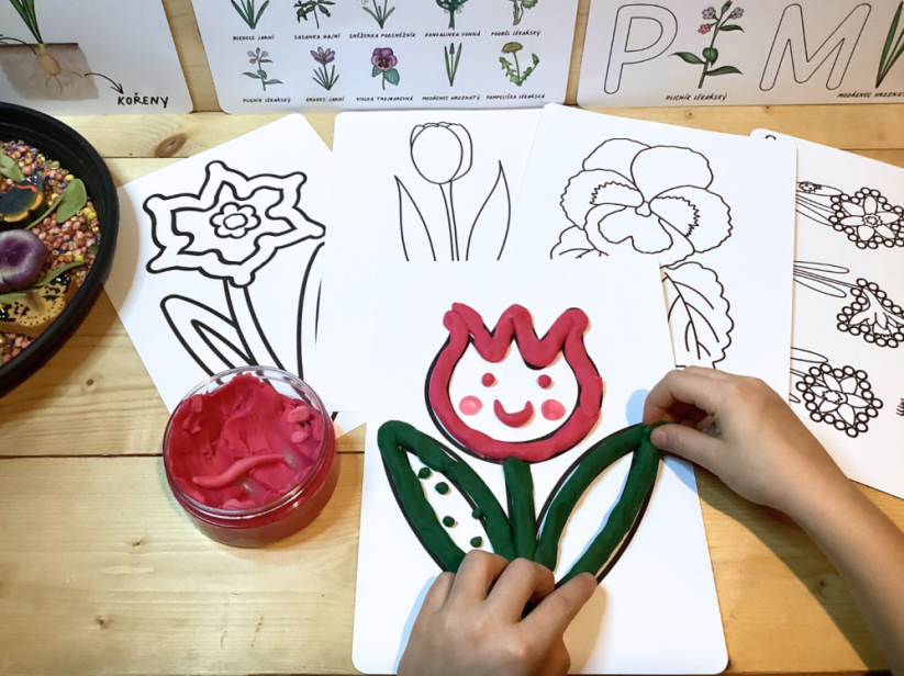 JARNÍ KVĚTINY - senzorické hraní - PDF: POLOTOVAR 