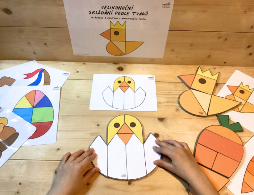 VELIKONOČNÍ SKLÁDAČKA PODLE TVARŮ - PDF: POLOTOVAR 