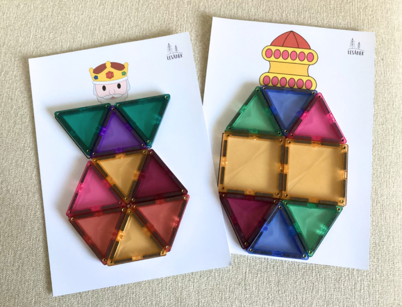 TŘÍKRÁLOVÉ ŠABLONY - HRÁTKY S MAGNETICKOU STAVEBNICÍ - PDF: POLOTOVAR 