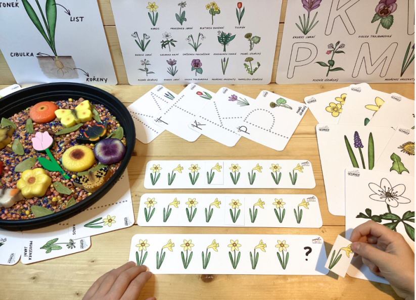 JARNÍ KVĚTINY - senzorické hraní - PDF: POLOTOVAR 