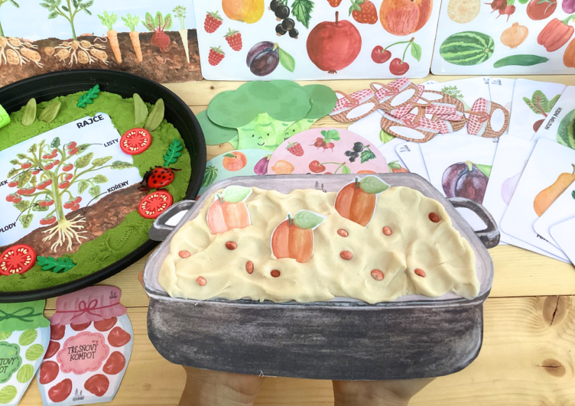 OVOCE A ZELENINA NA ZAHRÁDCE - senzorické hraní